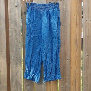 POINT ZERO Denim Lounge Pants Wide Leg Distressed Cuffs Women's Medium